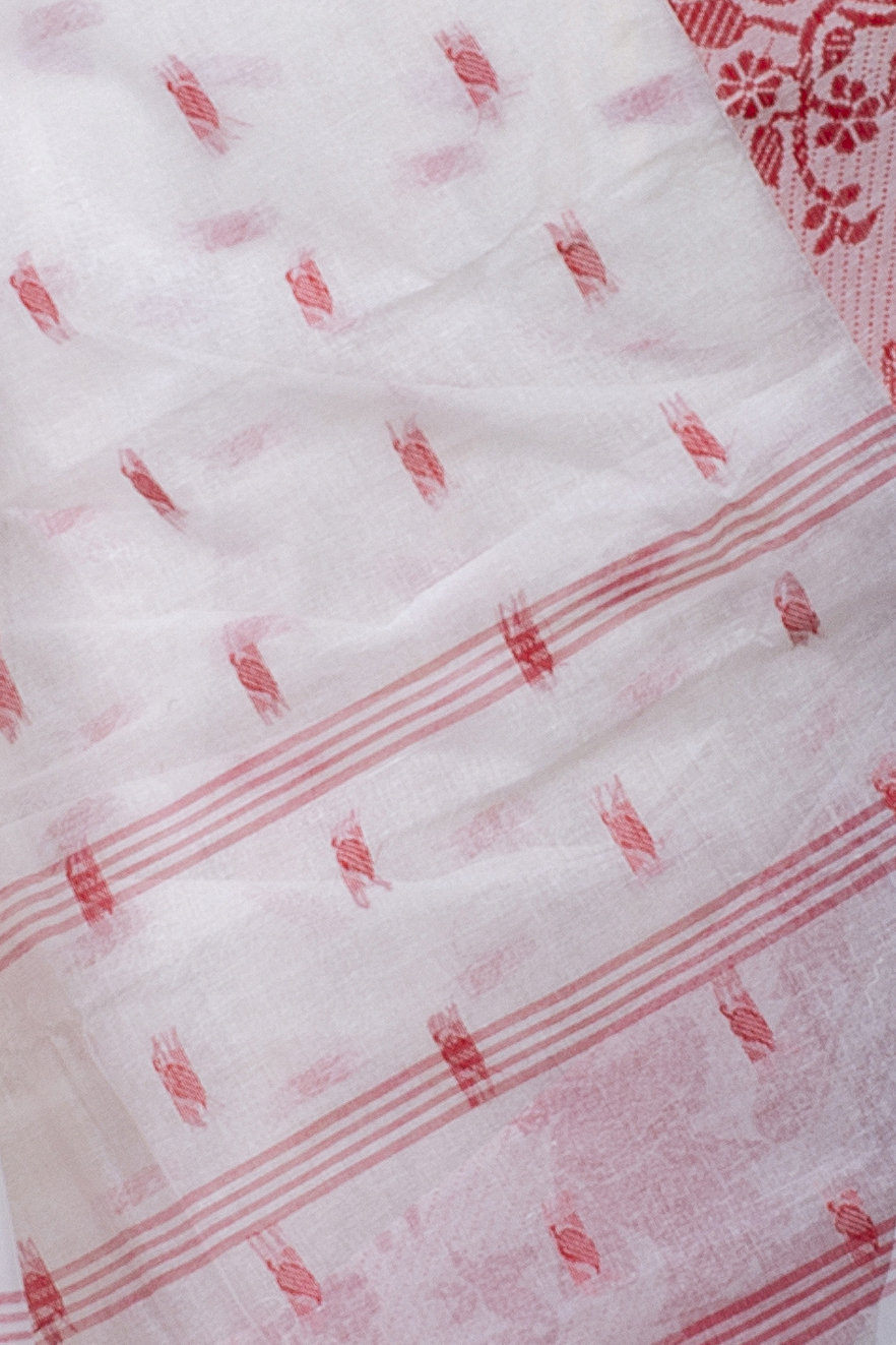 White Pure Cotton ParSakuntala Tant Saree (535)